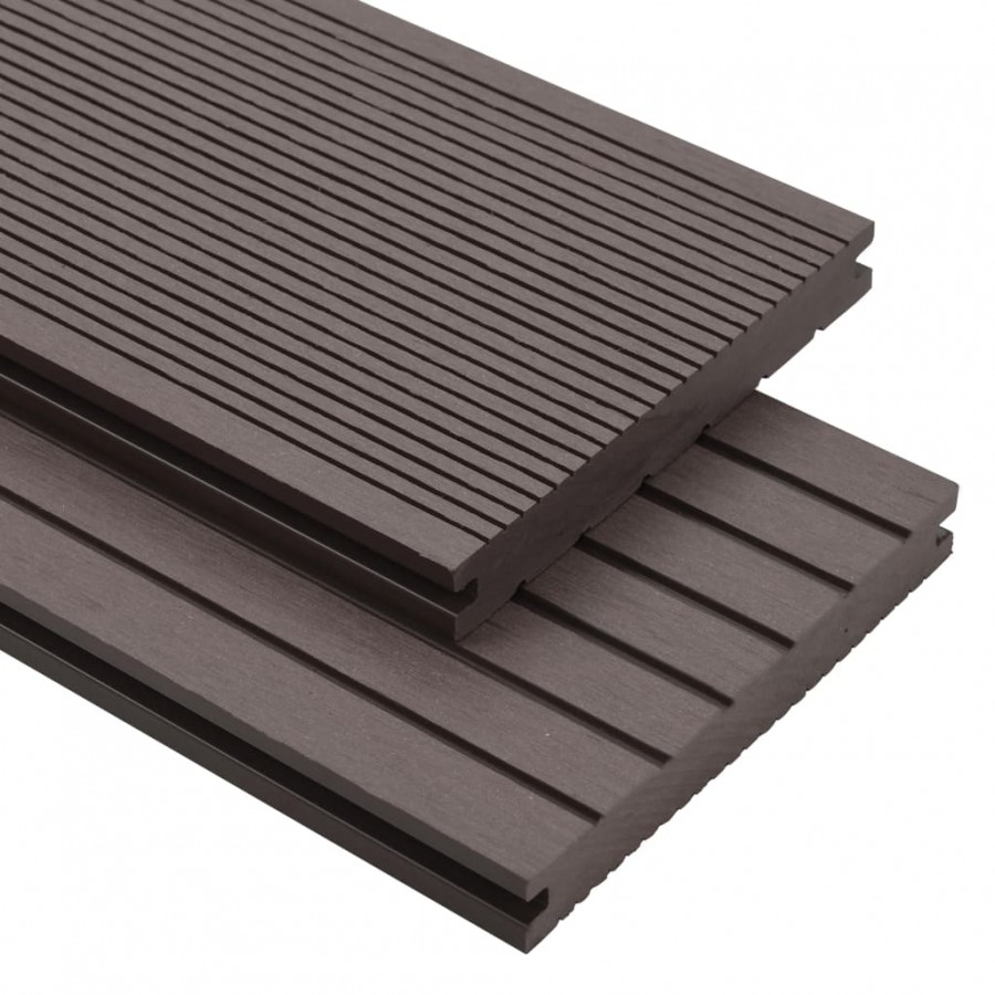 Panneaux de terrasse solides WPC 10 m² 4 m Marron foncé