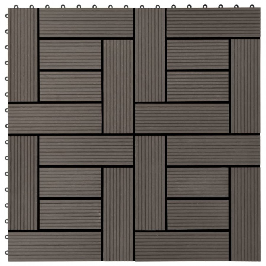 Carreau de terrasse 11 pcs WPC 30 x 30 cm 1 m² Marron foncé