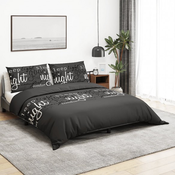 Ensemble de housse de couette Noir 200x220 cm Coton