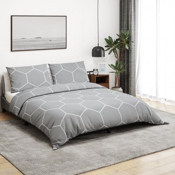 Ensemble de housse de couette Gris 240x220 cm Coton