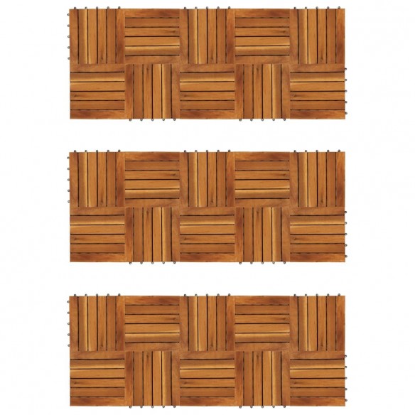 Tuiles de terrasse modèle vertical 30 x 30 cm acacia 30 pcs