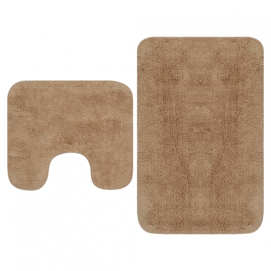 Tapis de salle de bain 2 pcs Tissu Beige