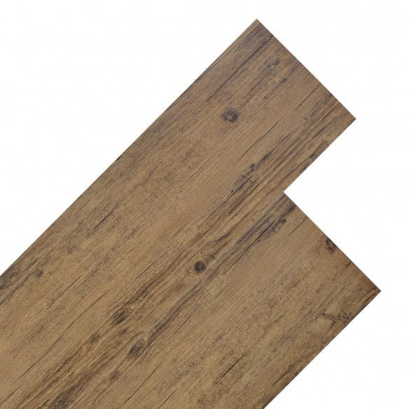 Planches de plancher PVC Non auto-adhésif 5,26 m² Marron noyer