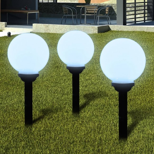 Lampes d'allée à LED 3 pcs 20 cm avec piquet de sol