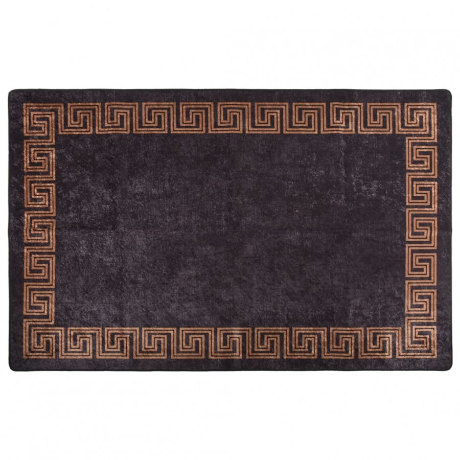 Tapis lavable antidérapant 80x150 cm Noir et doré