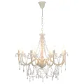Lustre avec perles Blanc 8 ampoules E14