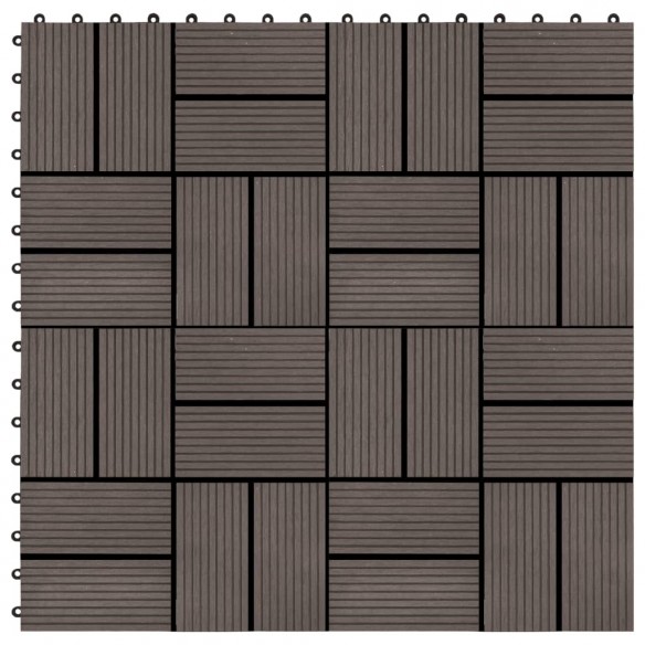 Carreau de terrasse 11 pcs WPC 30 x 30 cm 1 m² Marron foncé