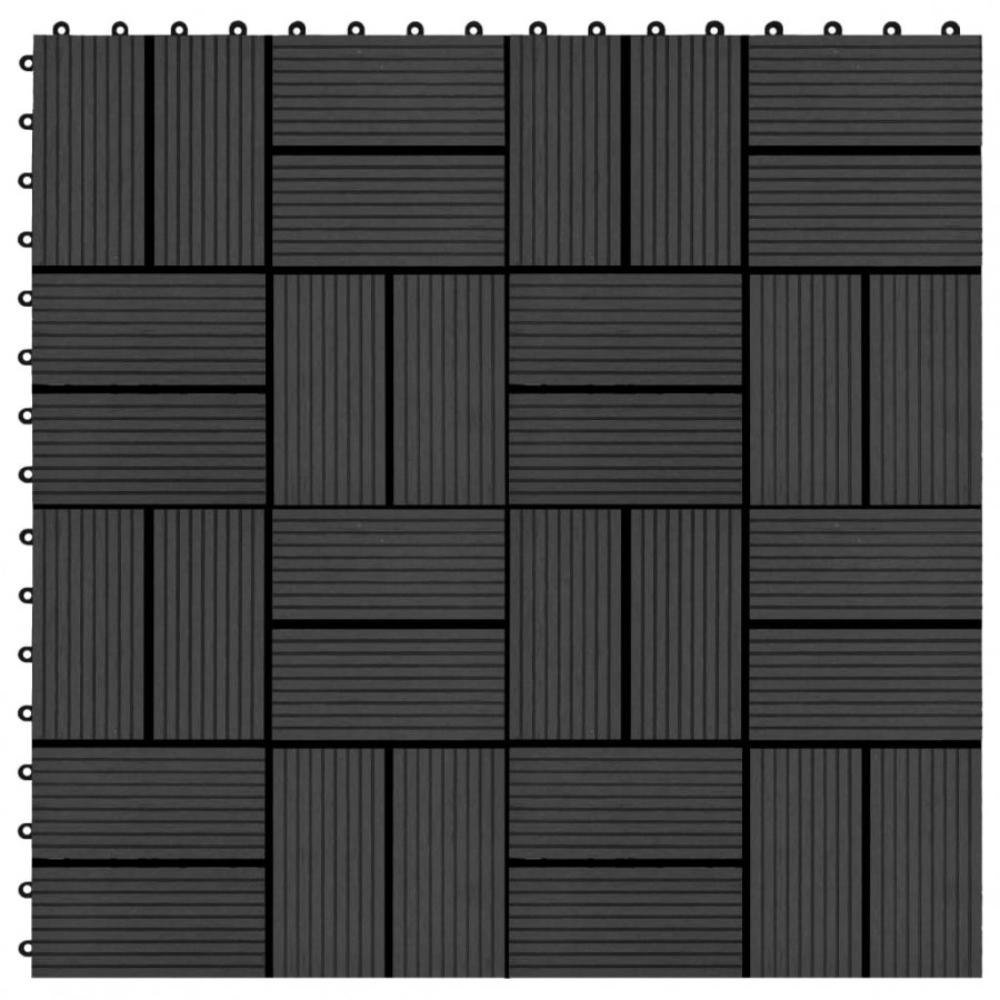 Carreau de terrasse 11 pcs WPC 30 x 30 cm 1 m² Noir