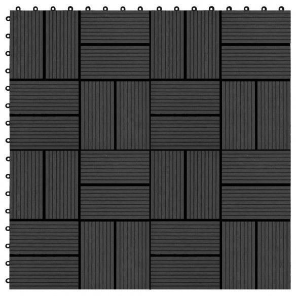 Carreau de terrasse 11 pcs WPC 30 x 30 cm 1 m² Noir