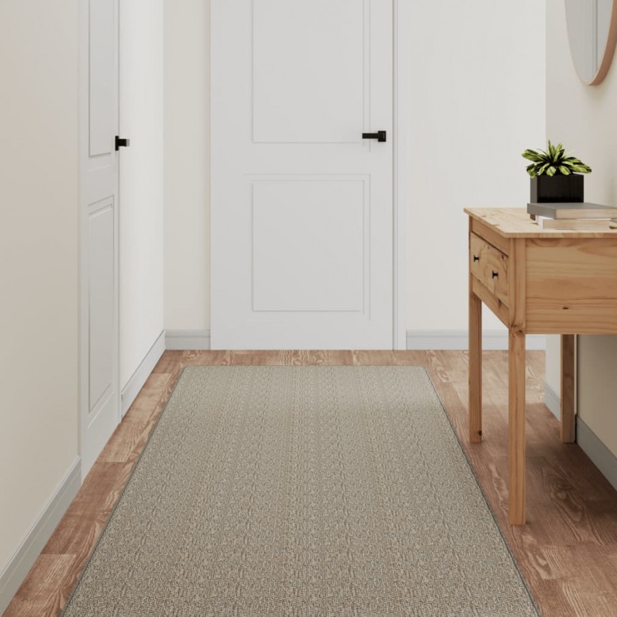 Tapis de couloir aspect sisal argenté 80x200 cm