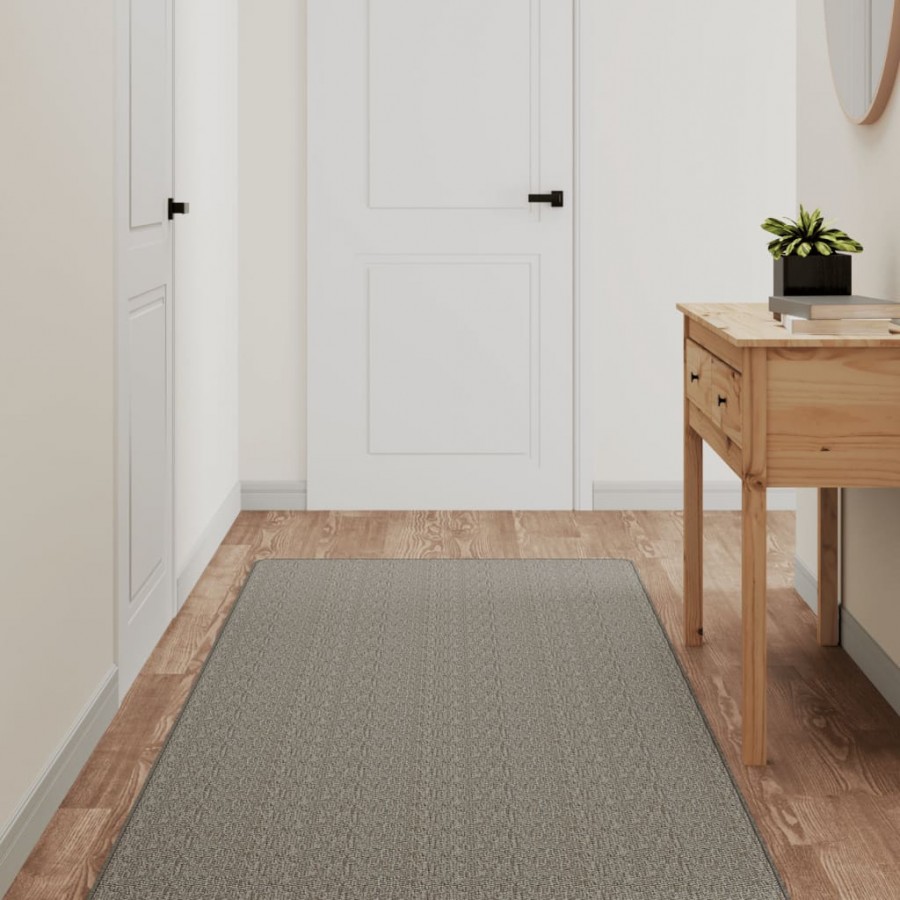 Tapis de couloir aspect sisal argenté 80x150 cm