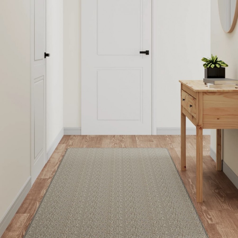 Tapis de couloir aspect sisal taupe 80x250 cm