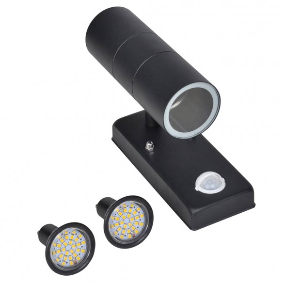 Lampe murale à LED avec capteur Inox Forme cylindrique Noir