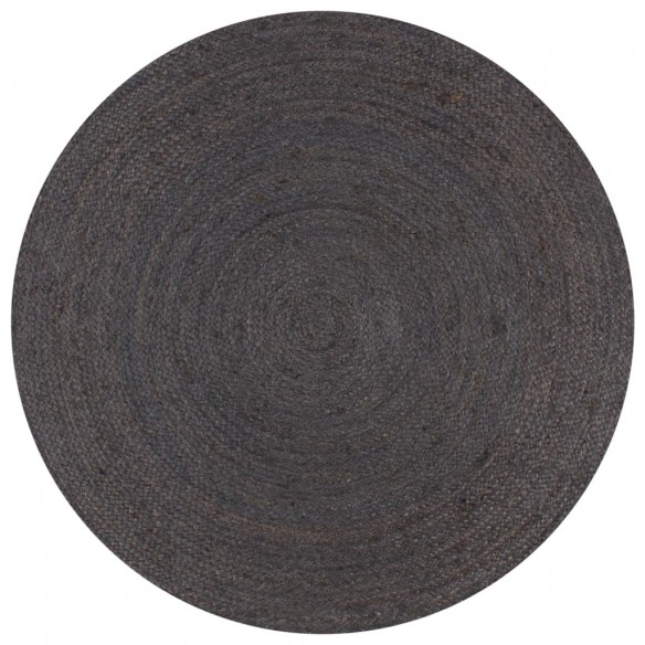 Tapis fait à la main Jute Rond 150 cm Gris foncé