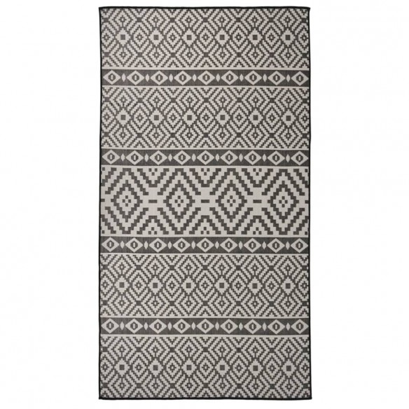 Tapis à tissage plat d'extérieur 80x150 cm Rayures noires