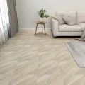 Planches de plancher autoadhésives 20 pcs PVC 1,86m² Beige rayé