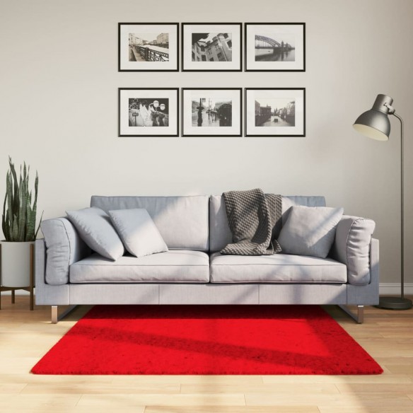 Tapis HUARTE à poils courts doux et lavable rouge 120x120 cm