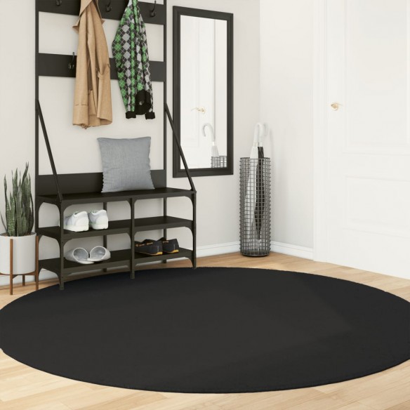 Tapis HUARTE à poils courts doux et lavable noir Ø 200 cm