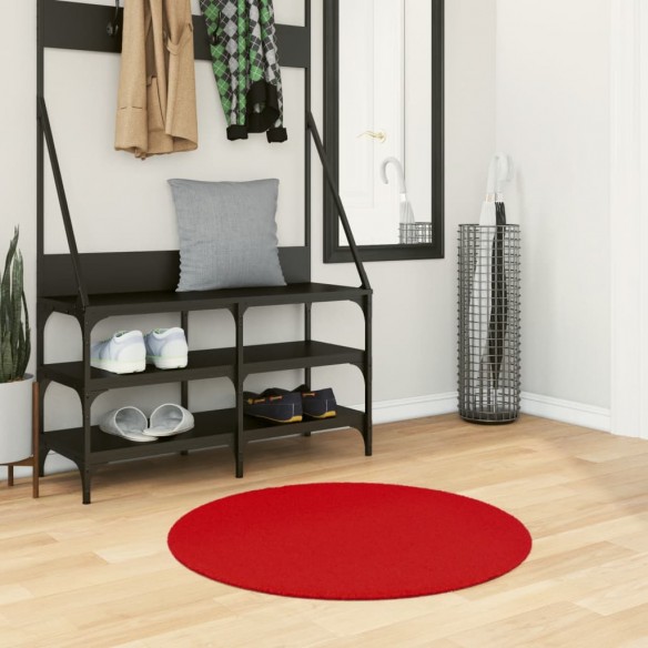 Tapis HUARTE à poils courts doux et lavable rouge Ø 80 cm