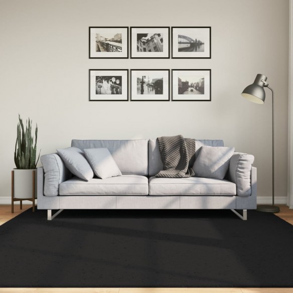 Tapis HUARTE à poils courts doux et lavable noir 200x200 cm