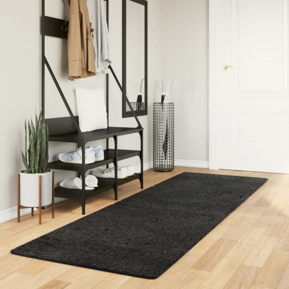 Tapis shaggy à poils longs moderne anthracite 80x250 cm