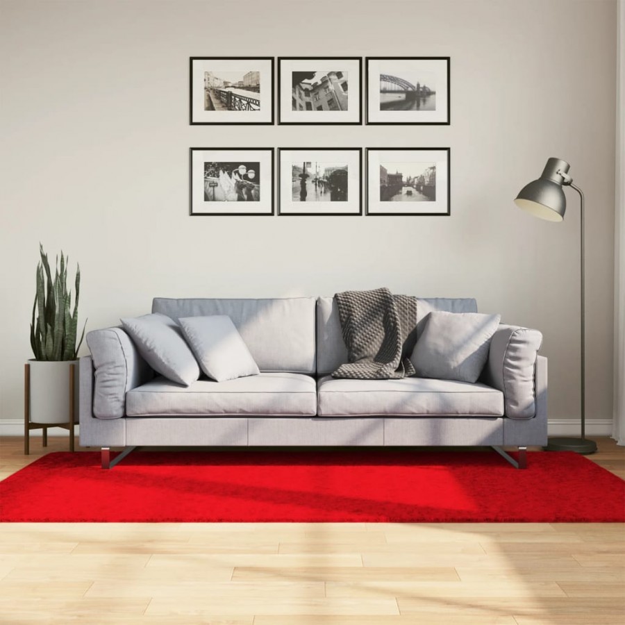 Tapis OVIEDO à poils courts rouge 100x200 cm