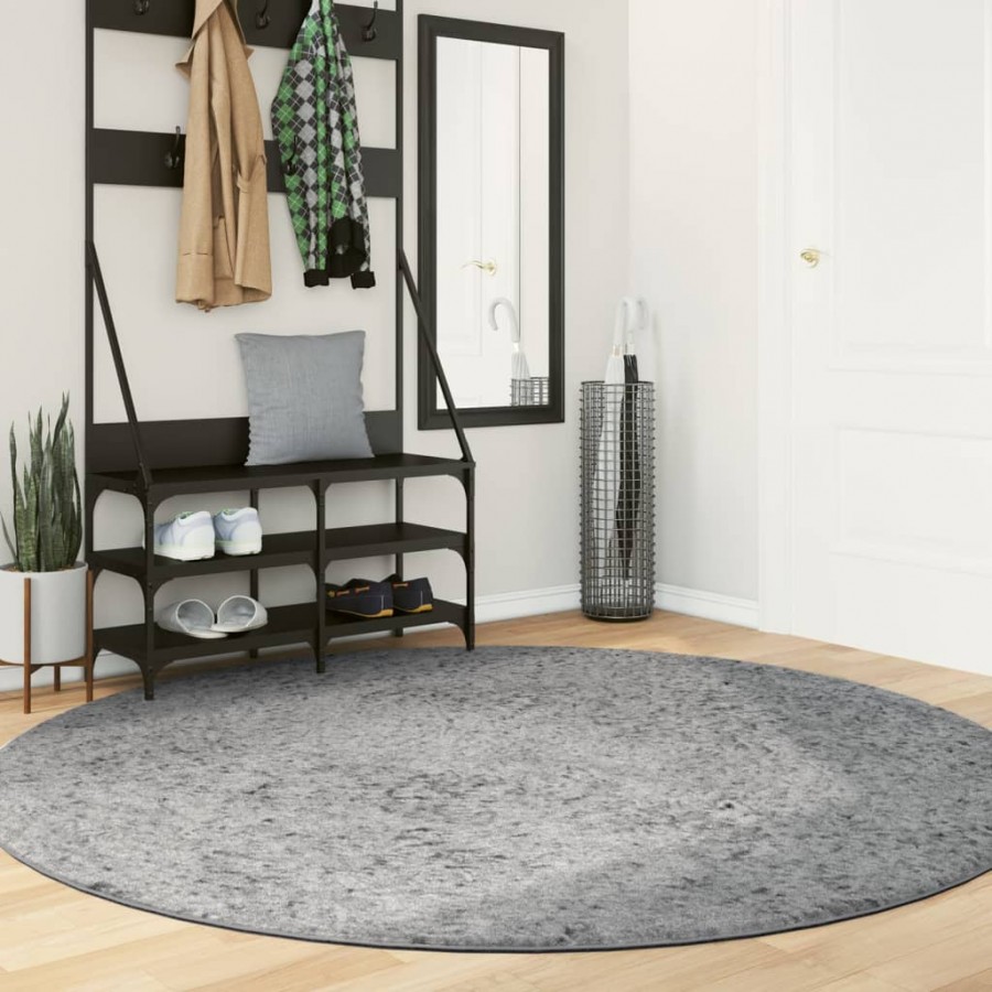 Tapis shaggy à poils longs moderne gris Ø 200 cm