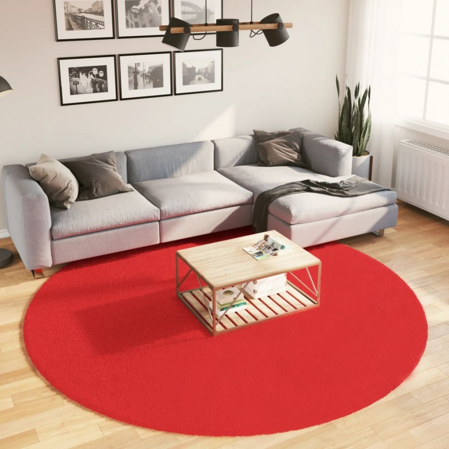 Tapis OVIEDO à poils courts rouge Ø 240 cm