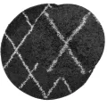 Tapis shaggy à poils longs moderne noir et crème Ø 200 cm