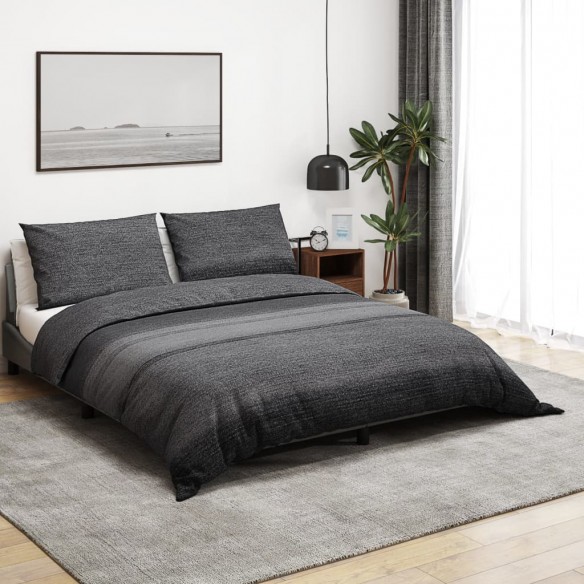 Ensemble de housse de couette gris foncé 225x220 cm Coton