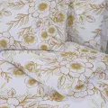 Ensemble de housse de couette blanc et marron 240x220 cm Coton