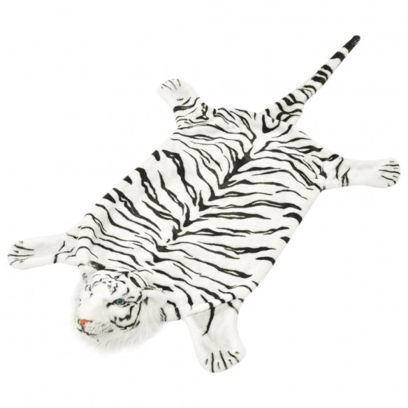 Tapis en peluche en forme de tigre 144 cm Blanc