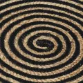Tapis fait à la main Jute avec design de spirale Noir 90 cm