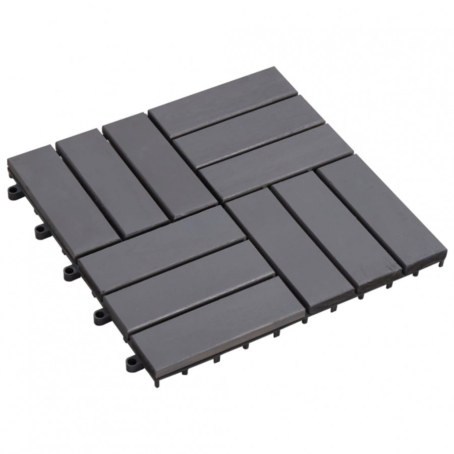 Carreaux de terrasse 10pcs Délavage gris 30x30 cm Acacia solide