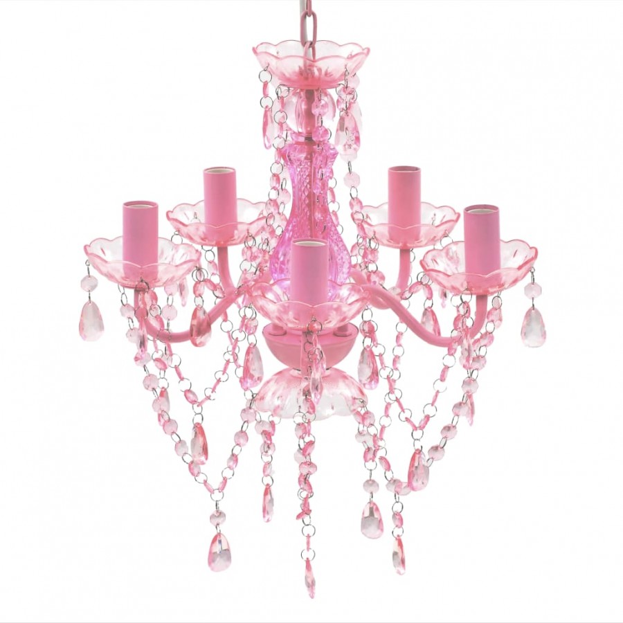 Lustre avec 5 ampoules Crystal rose