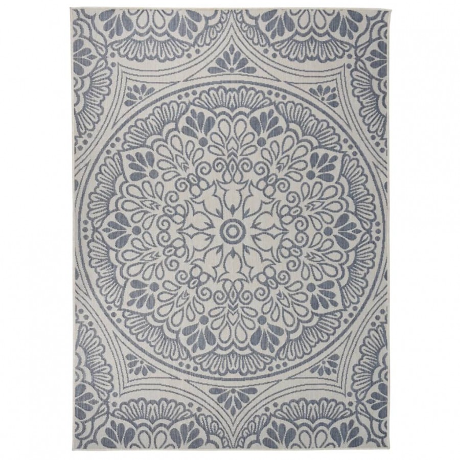 Tapis à tissage plat d'extérieur 200x280 cm Motif bleu