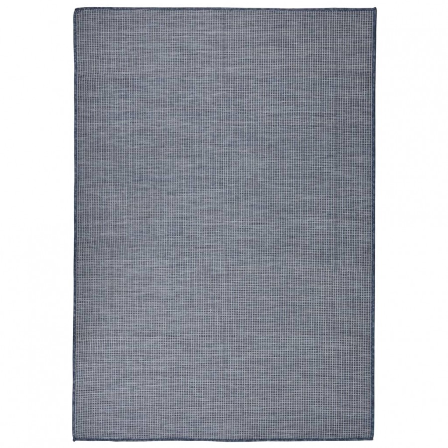 Tapis à tissage plat d'extérieur 140x200 cm Bleu