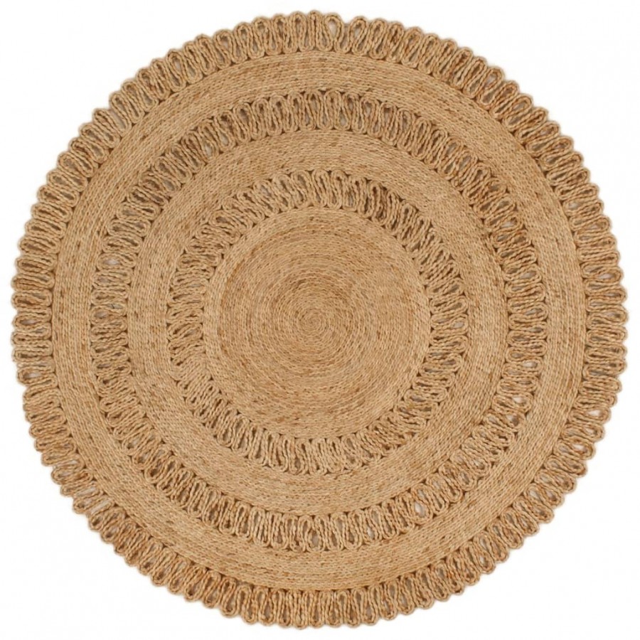 Tapis Jute tressé à la main 120 cm Rond