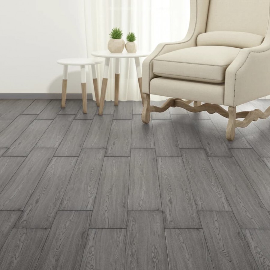 Planche de plancher PVC autoadhésif 5,21 m² 2 mm Gris foncé