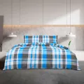 Ensemble de housse de couette Bleu et gris 135x200 cm Coton