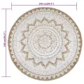Tapis de sol Jute tressée imprimée 240 cm Rond