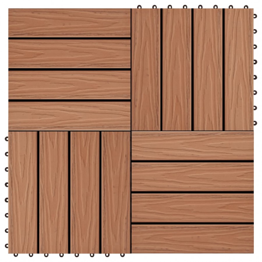 Carreau de terrasse en relief 11 pcs WPC 30 x 30 cm 1 m² Marron