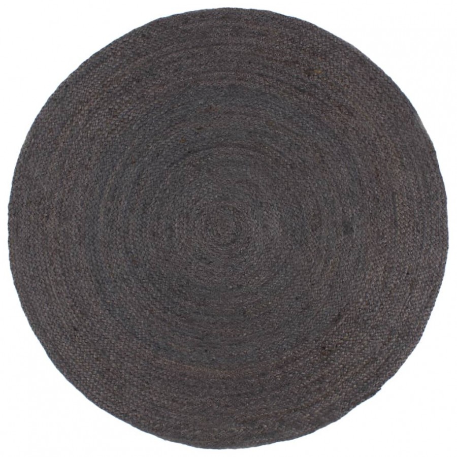 Tapis fait à la main Jute Rond 180 cm Gris foncé