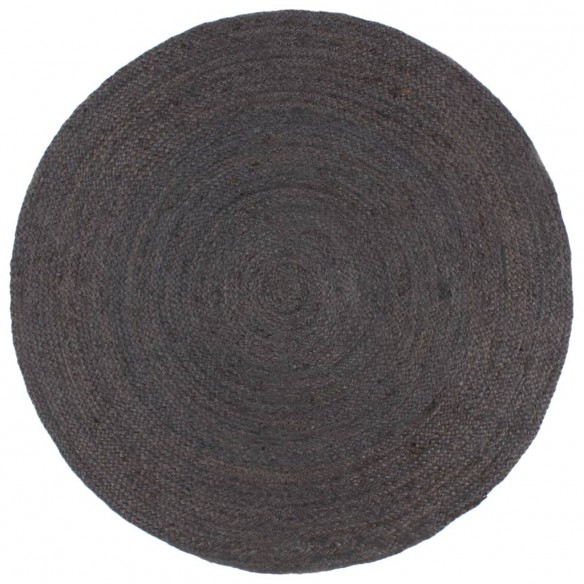 Tapis fait à la main Jute Rond 180 cm Gris foncé