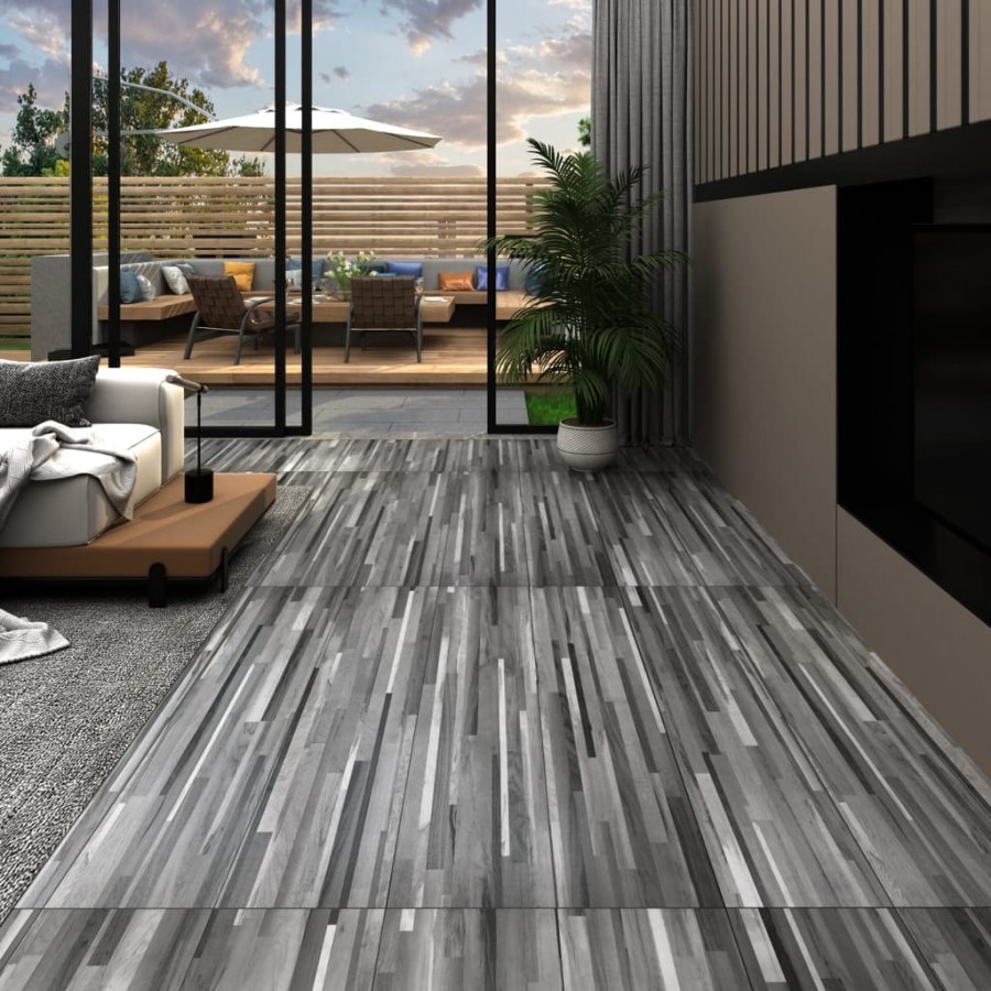 Planches de plancher PVC autoadhésif 2,51 m² 2 mm Gris rayé