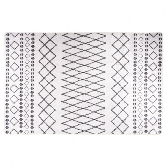 Tapis lavable antidérapant 80x150 cm Noir et blanc