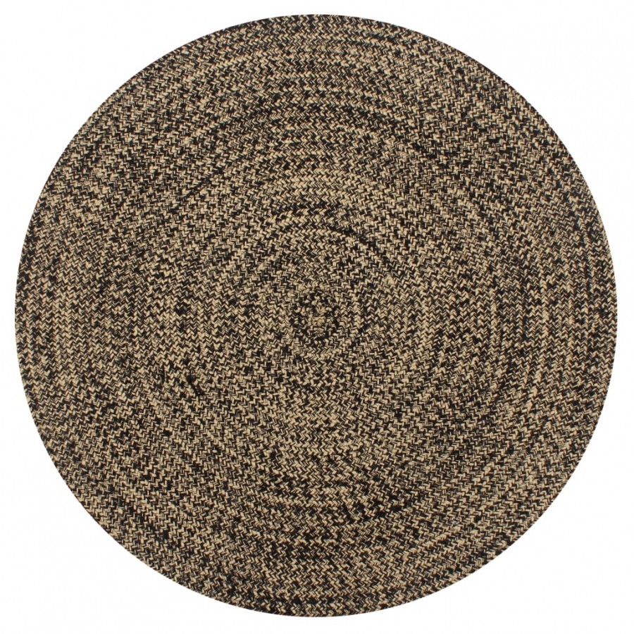 Tapis fait à la main jute noir et naturel 150 cm