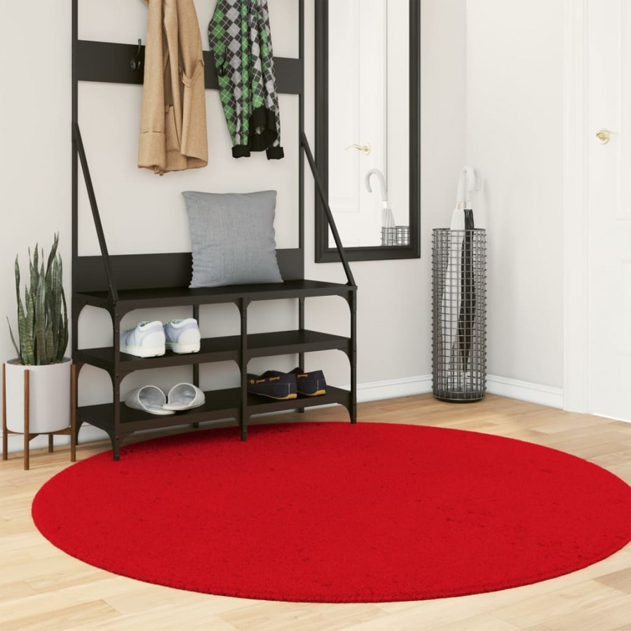 Tapis HUARTE à poils courts doux et lavable rouge Ø 160 cm