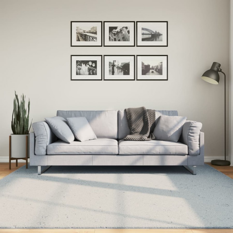 Tapis HUARTE à poils courts doux et lavable bleu 200x200 cm