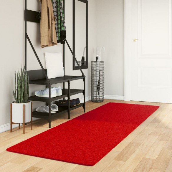 Tapis HUARTE à poils courts doux et lavable rouge 80x250 cm